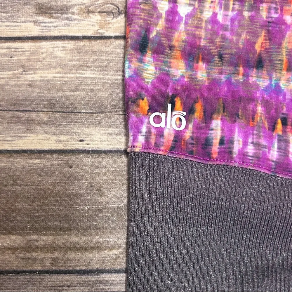 Alo Yoga Goddess Bhakti Ruched Ribbed Cinched Leggings Grey Purple Orange Large